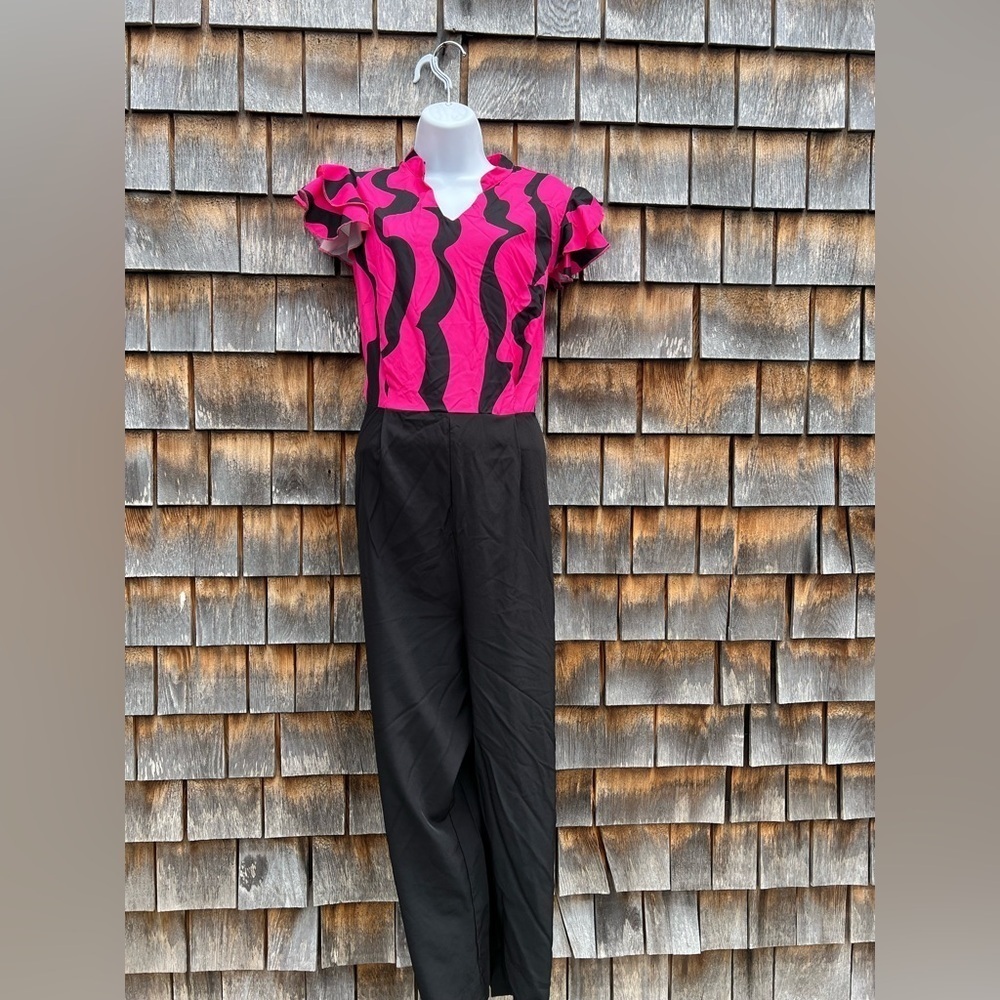 Stylish Fuchsia & Black One-Piece Jumpsuit – Size 1X